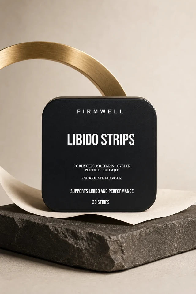 Firmwell Libido Strips with a gold ribbon
